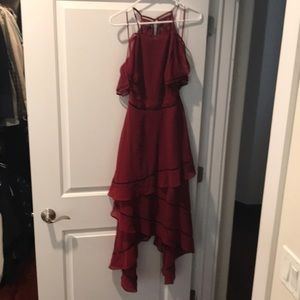 Keepsake, Lovers Holiday Wine Red Midi Dress